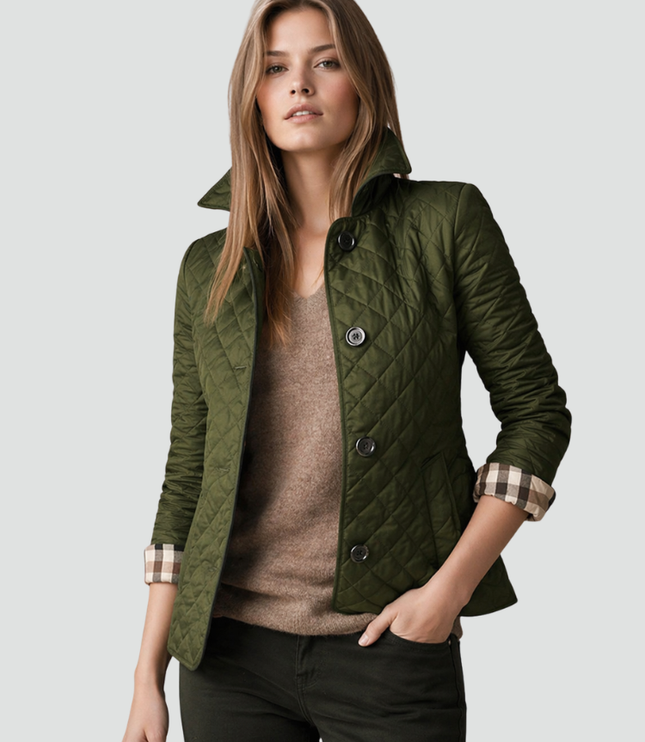 Women's Curved Hem Diamond Quilted Jacket