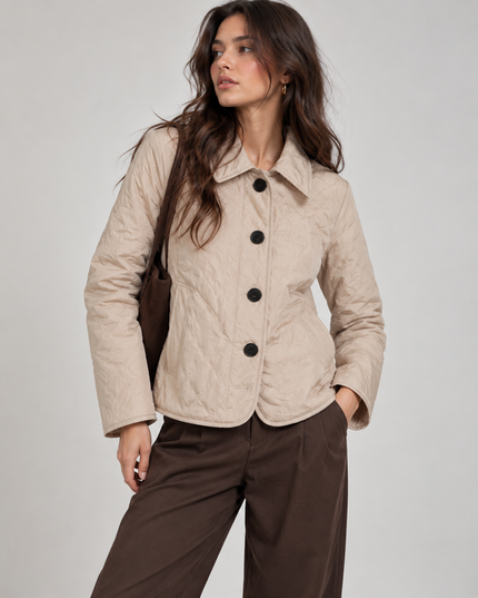 Women's Curved Hem Diamond Quilted Jacket