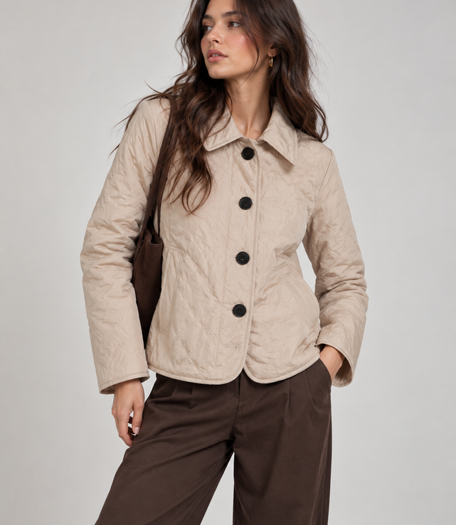 Women's Curved Hem Diamond Quilted Jacket