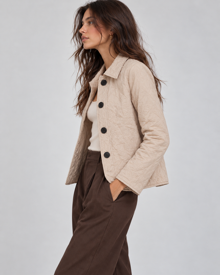 Women's Curved Hem Diamond Quilted Jacket