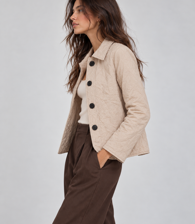 Women's Curved Hem Diamond Quilted Jacket