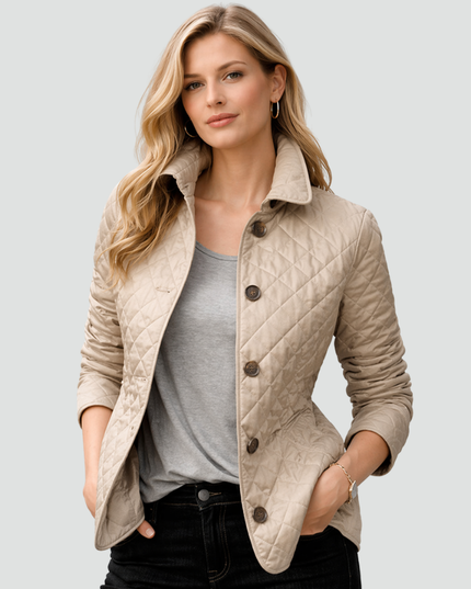 Women's Curved Hem Diamond Quilted Jacket