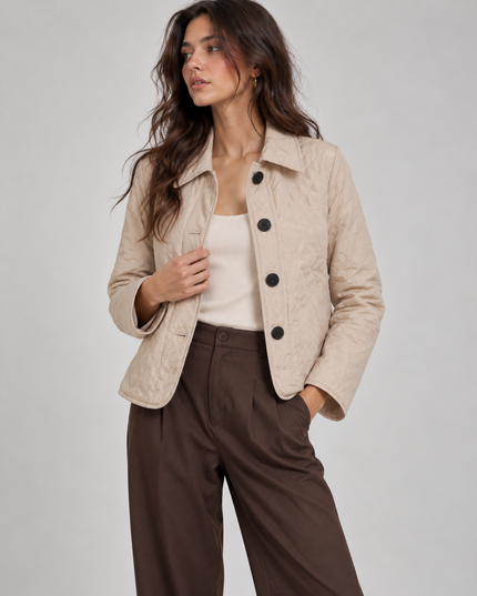 Women's Curved Hem Diamond Quilted Jacket