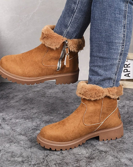 Sorcha | Women's Fur Lined Winter Ankle Boots - Camel - Image 2