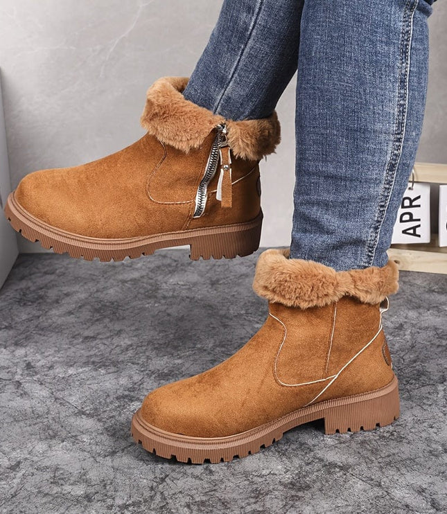 Sorcha | Women's Fur Lined Winter Ankle Boots - Camel - Image 2