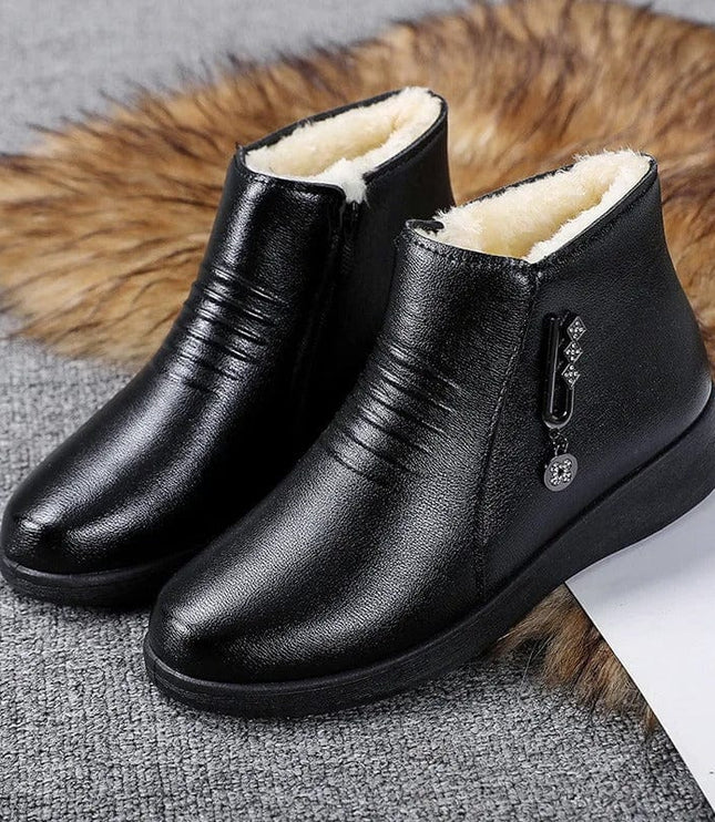 Corinna | Women's Fur-Lined Winter Ankle Boots - Black - Image 2