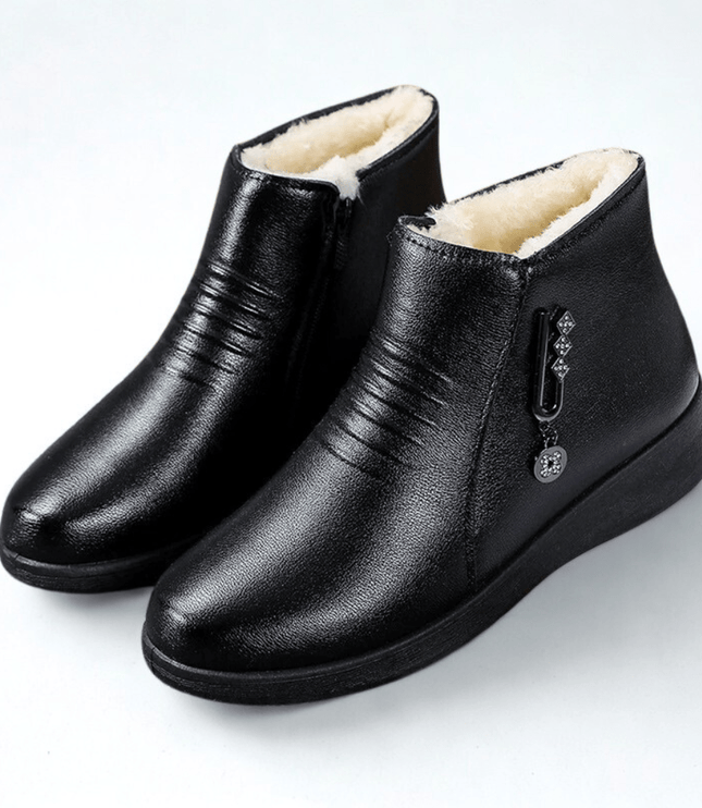 Corinna | Women's Fur-Lined Winter Ankle Boots - Black - Image 1