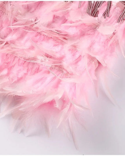 Women's Feather Hem Tiered Fringe Sequin Dress