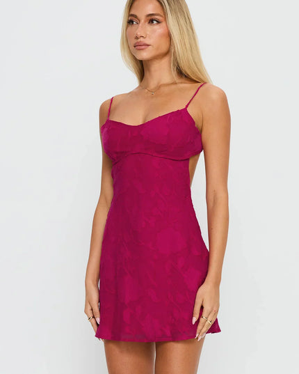 Women's Floral Mini Party Dress with Open Back