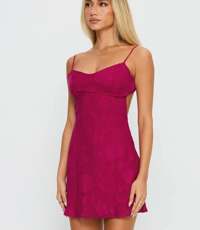Women's Floral Mini Party Dress with Open Back