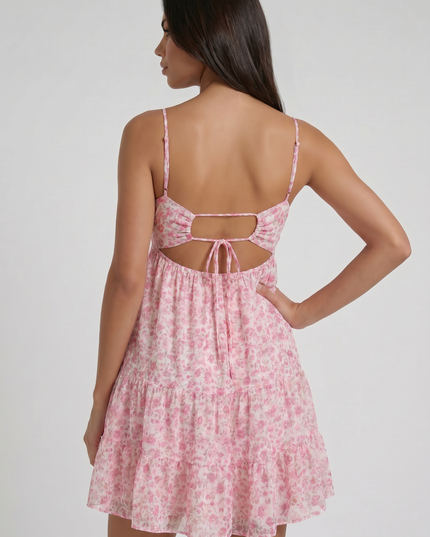 Vestido mini floral de manga corta para invitada de boda mujer