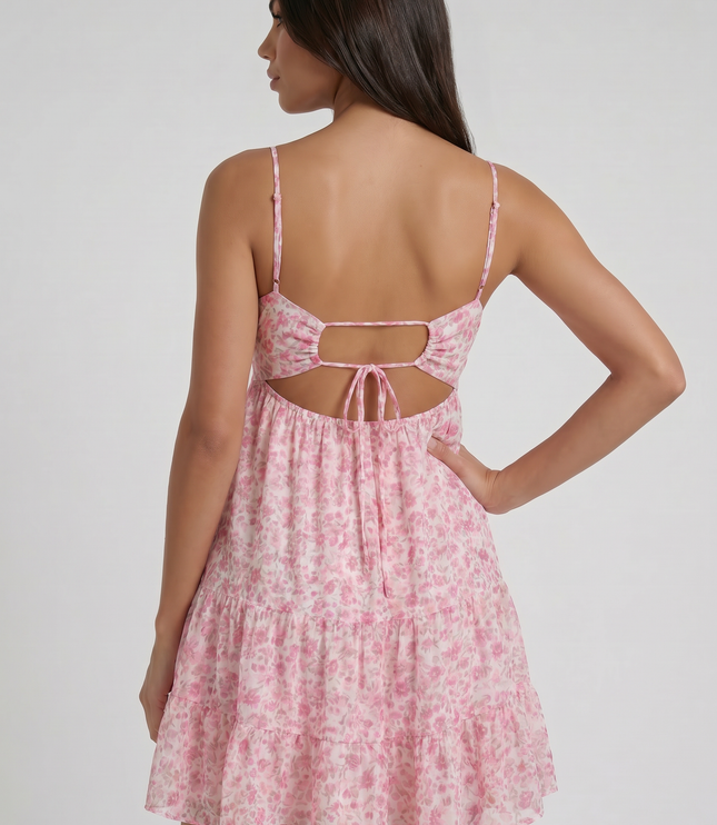 Vestido mini floral de manga corta para invitada de boda mujer