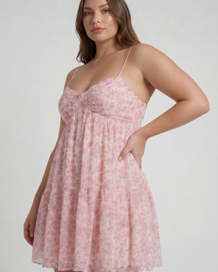 Vestido mini floral de manga corta para invitada de boda mujer