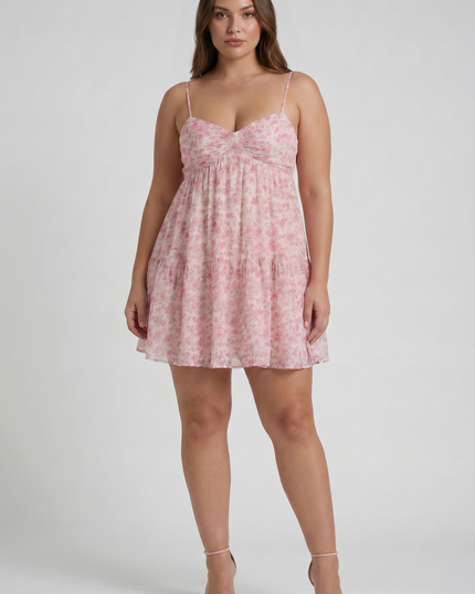 Vestido mini floral de manga corta para invitada de boda mujer