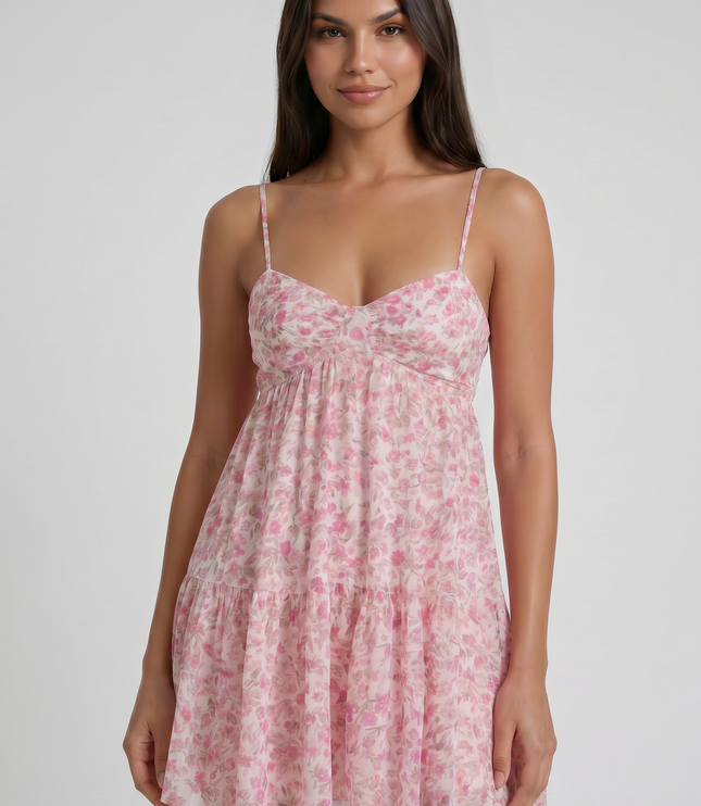 Vestido mini floral de manga corta para invitada de boda mujer