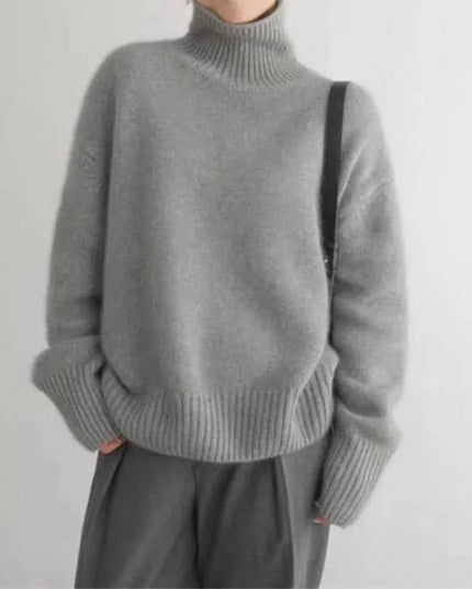 Women's Folded Roll Neck Ribbed Trim Jumper