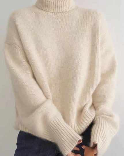 Women's Folded Roll Neck Ribbed Trim Jumper