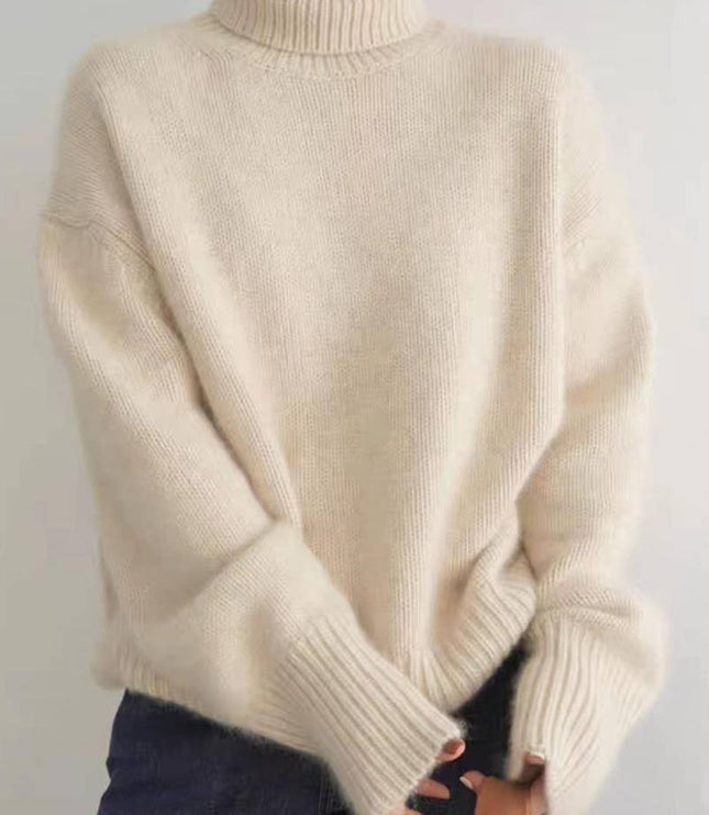 Women's Folded Roll Neck Ribbed Trim Jumper