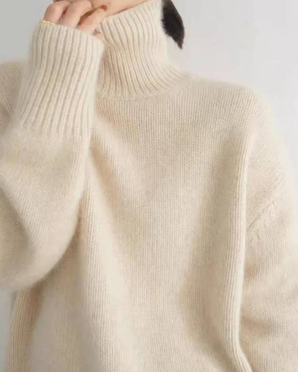 Women's Folded Roll Neck Ribbed Trim Jumper