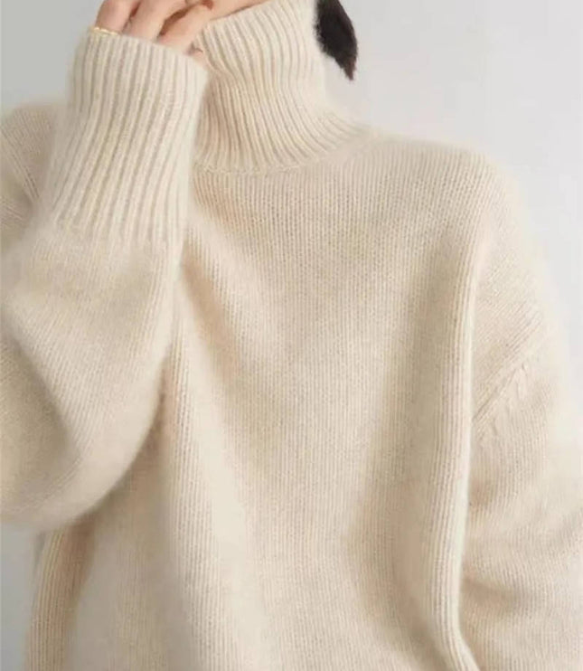 Women's Folded Roll Neck Ribbed Trim Jumper