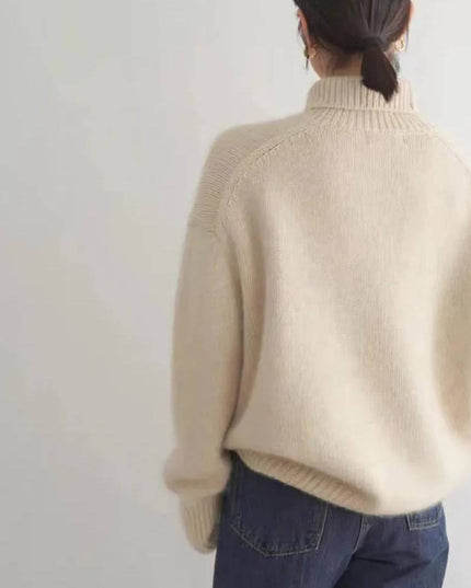 Women's Folded Roll Neck Ribbed Trim Jumper