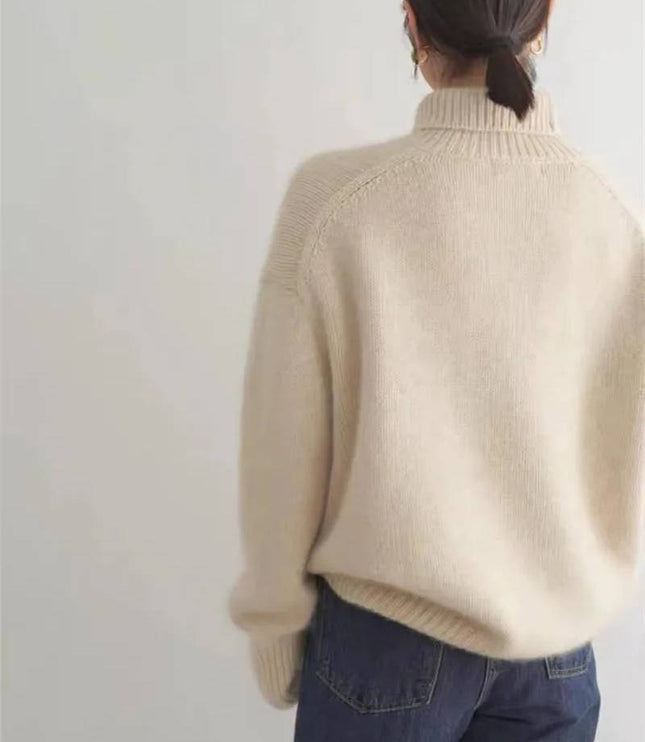 Women's Folded Roll Neck Ribbed Trim Jumper