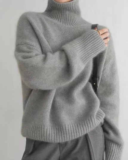Women's Folded Roll Neck Ribbed Trim Jumper
