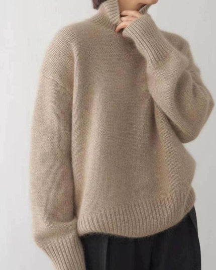 Women's Folded Roll Neck Ribbed Trim Jumper