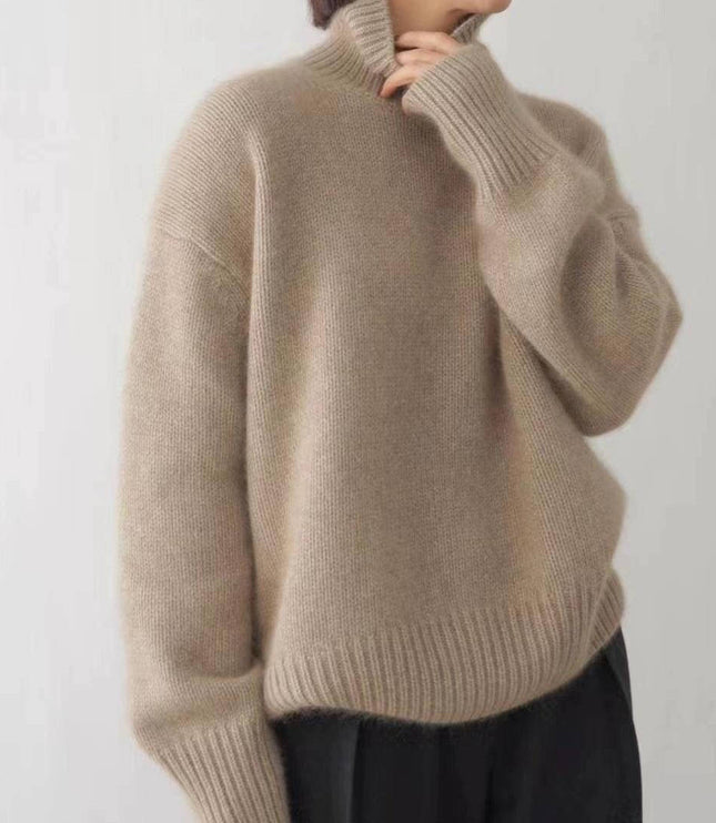 Women's Folded Roll Neck Ribbed Trim Jumper