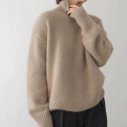 Women's Folded Roll Neck Ribbed Trim Jumper