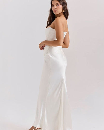 Women's Formal Strapless Satin Ruched Maxi Dress - product image 10