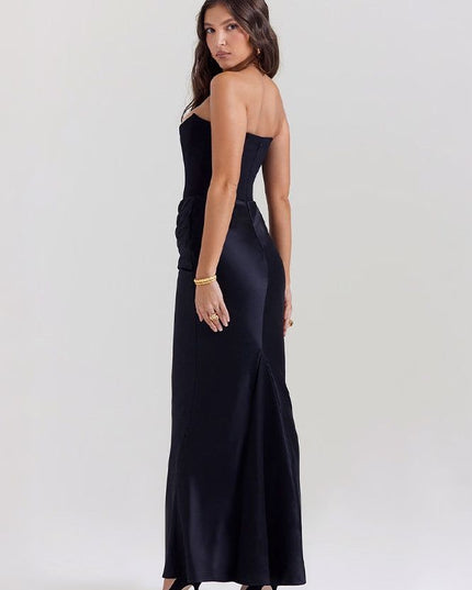 Women's Formal Strapless Satin Ruched Maxi Dress - product image 15