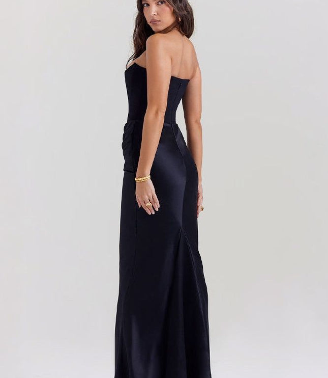 Women's Formal Strapless Satin Ruched Maxi Dress - product image 15