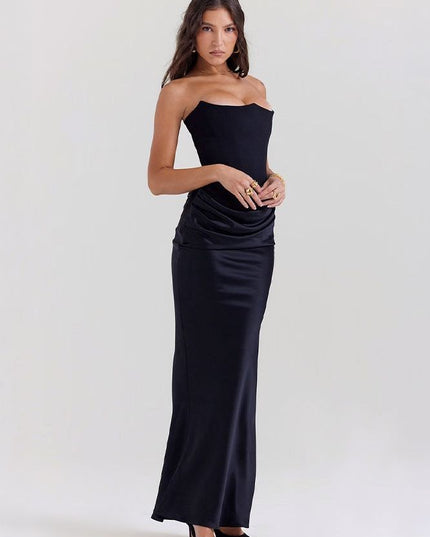 Women's Formal Strapless Satin Ruched Maxi Dress - product image 16