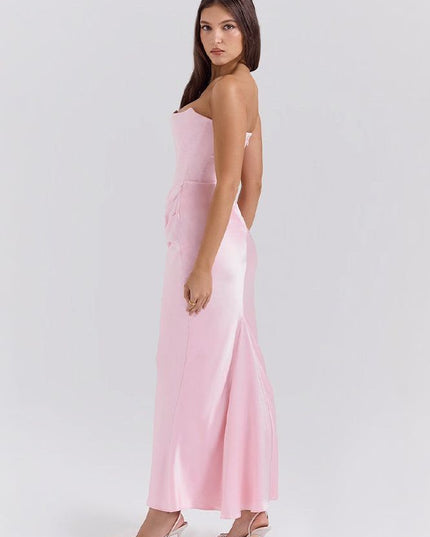 Women's Formal Strapless Satin Ruched Maxi Dress - product image 2