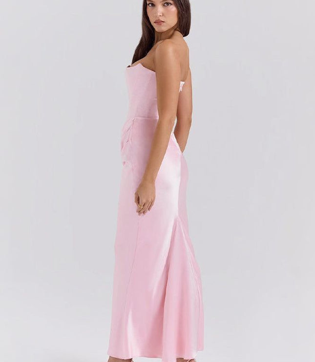 Women's Formal Strapless Satin Ruched Maxi Dress - product image 2