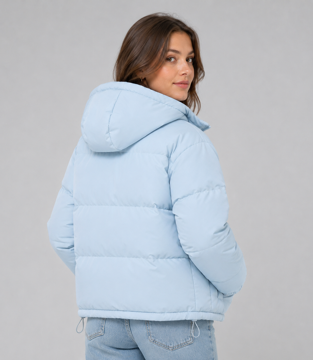 Women's Gathered Cuff Drawstring Puffer Jacket