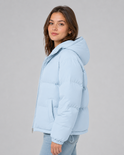 Women's Gathered Cuff Drawstring Puffer Jacket