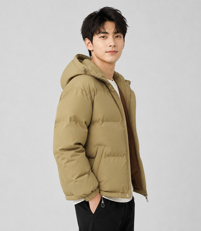 Women's Gathered Cuff Drawstring Puffer Jacket