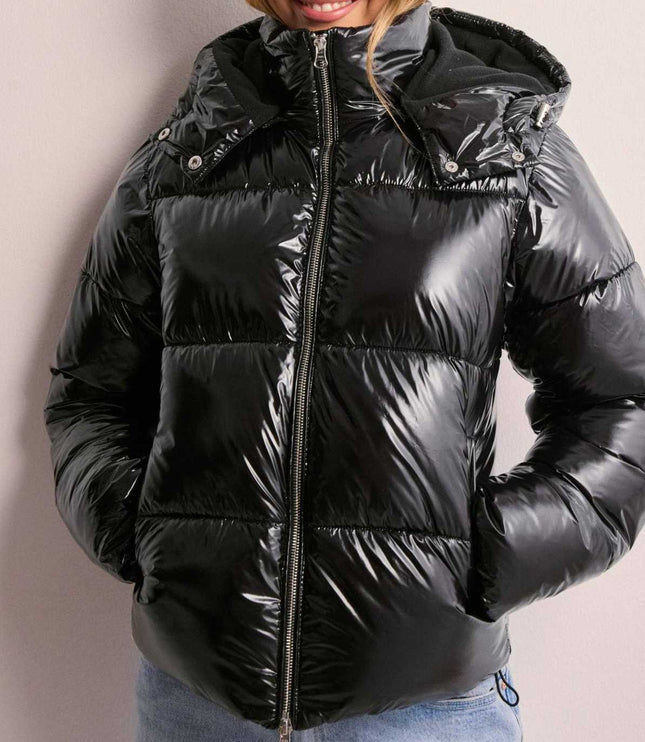 Women's Hood And Press-Stud Neck Puffer Jacket