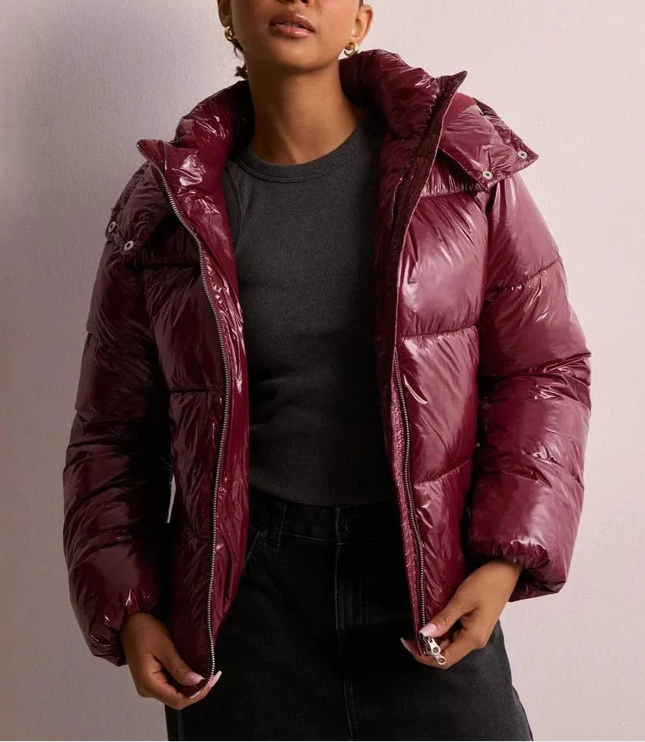 Women's Hood And Press-Stud Neck Puffer Jacket