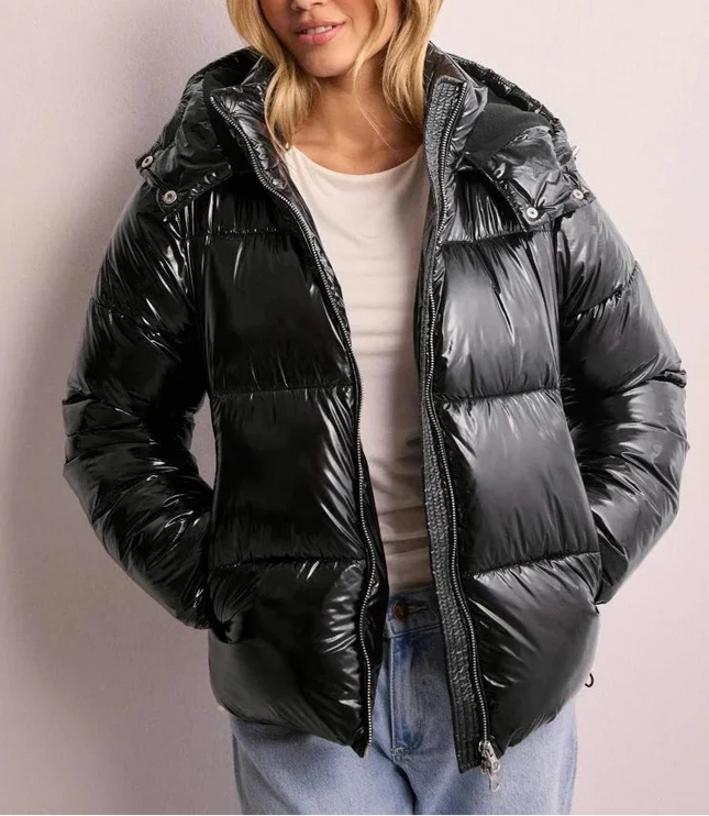 Women's Hood And Press-Stud Neck Puffer Jacket