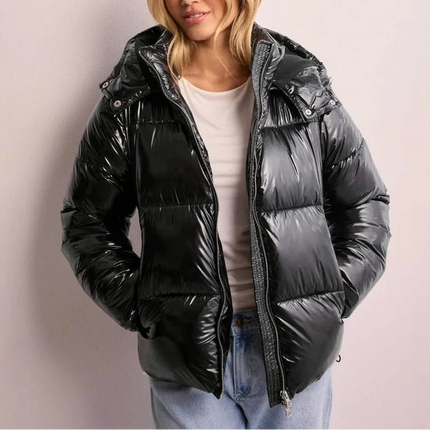 Women's Hood And Press-Stud Neck Puffer Jacket