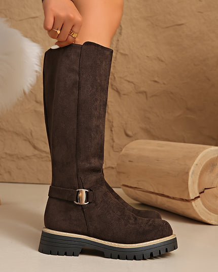 Bexley | Women's Knee High Boots with Block Heel - Black - Image 13
