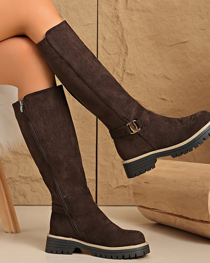 Bexley | Women's Knee High Boots with Block Heel - Black - Image 4