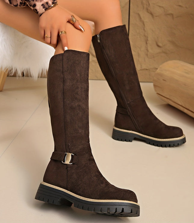 Bexley | Women's Knee High Boots with Block Heel - Black - Image 5
