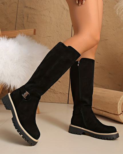 Bexley | Women's Knee High Boots with Block Heel - Black - Image 6
