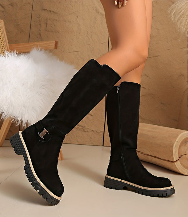 Bexley | Women's Knee High Boots with Block Heel - Black - Image 6