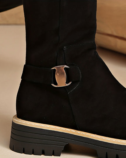 Bexley | Women's Knee High Boots with Block Heel - Black - Image 8