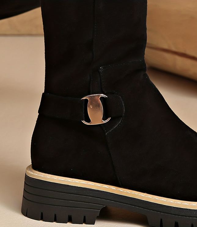 Bexley | Women's Knee High Boots with Block Heel - Black - Image 8